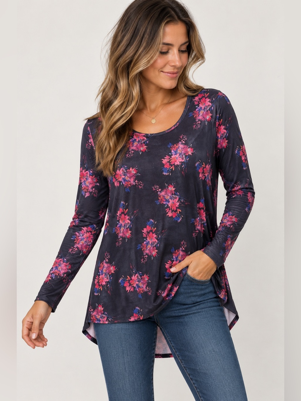 Cafe Marrahesh Floral Velvety Top